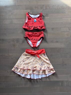 Moana Disney Two-Piece Bikini Set with Floral Skirt Cover-Up